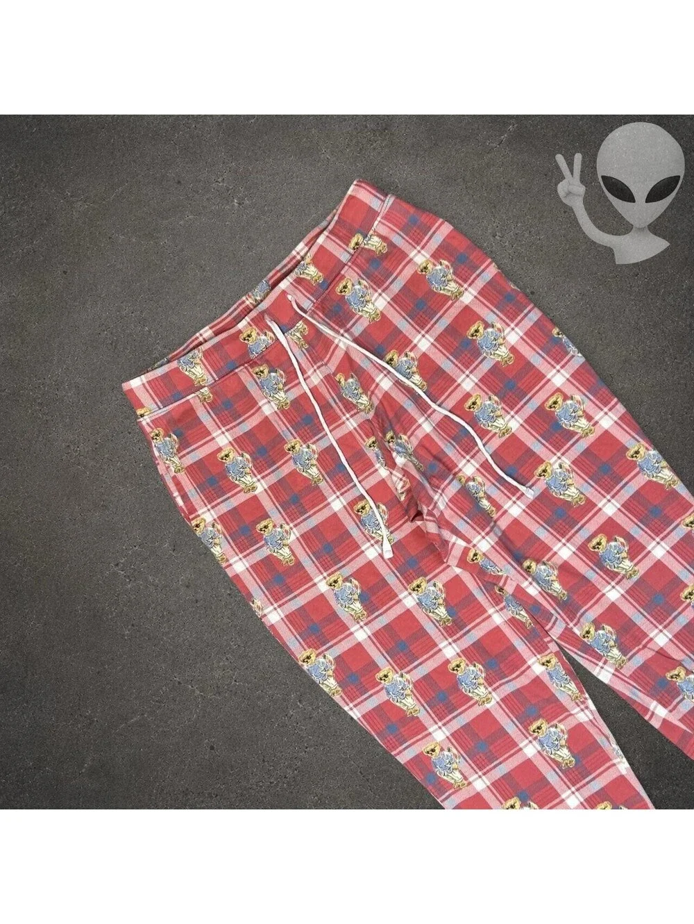 Polo Ralph Lauren Pajama Pants Mens US S Red Plaid Polo Bear Joggers